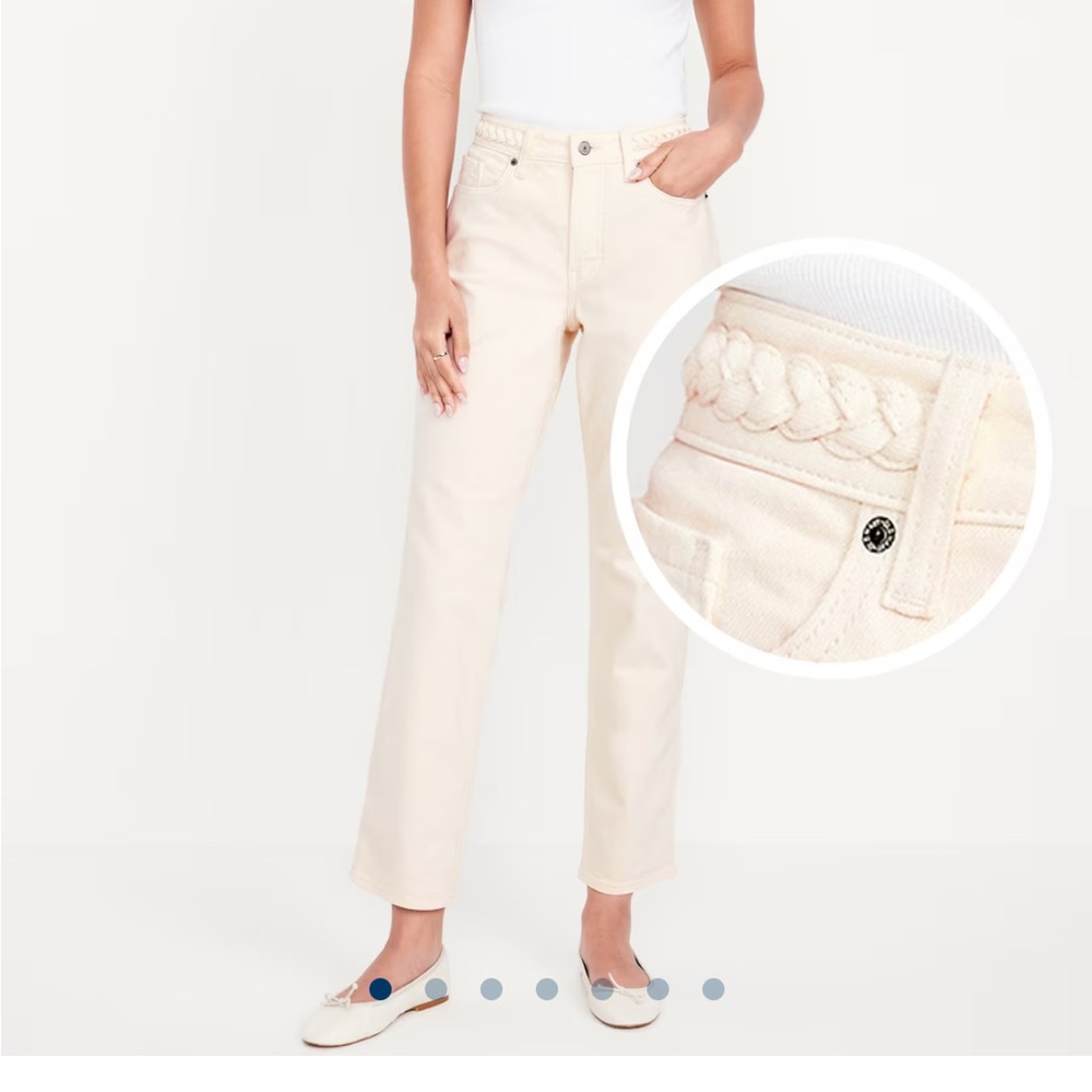 NWT Old Navy High Waisted OG Straight Braided Ankle Jeans- 8